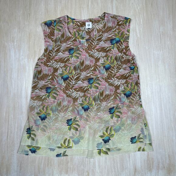 Cabi Sleeveless Tropical Print Parlor Resortwear Vacation Coastal Casual Top XL - Picture 1 of 16